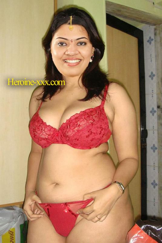 Nude navel Geetha Madhuri red bra N panties Fake bikini photo