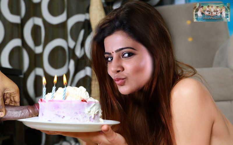 Samantha Akkineni eating birthday cake with cum pic