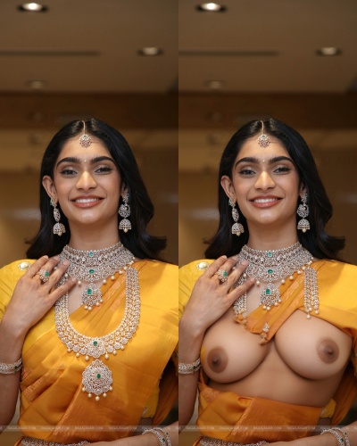 Likhita Yalamanchili yellow saree nude nipple boobs nude fake