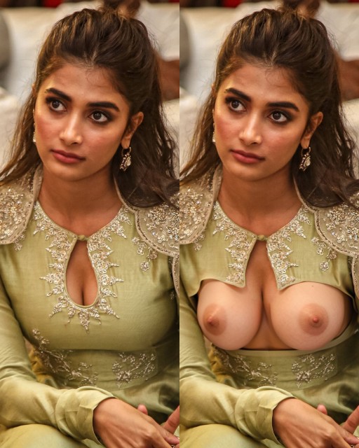Pooja Hegde green salwar torn nude boobs nipple show video