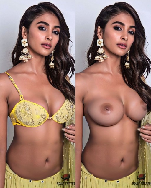 Pooja Hegde mini yellow blouse removed nude boobs nipple video