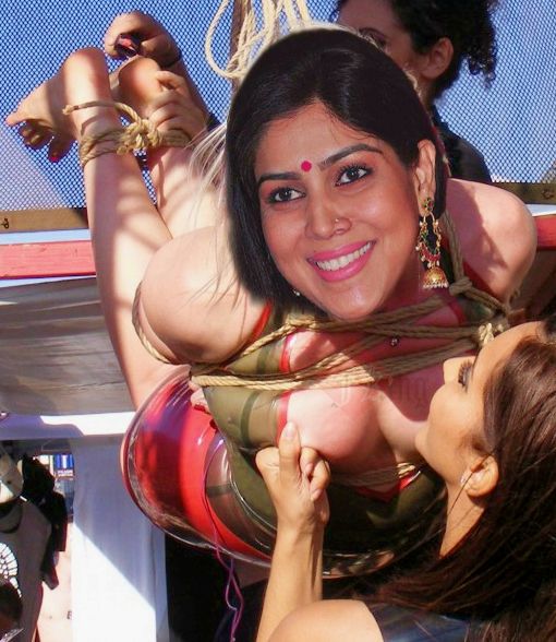 Sakshi Tanwar nipple torture tied naked body bondage picture.