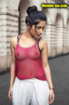 hot Ruhani Sharma nipple see through no bra transparent blouse