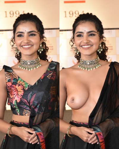 Anupama Parameswaran blouse removed one side small boobs nipple video