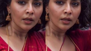 Aishwarya Lekshmi red hot blouse torn nipple show