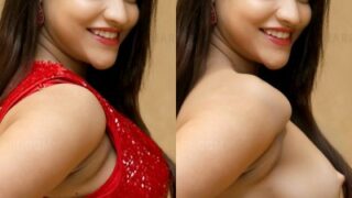 Ishwarya Vullingala red blouse removed nude boobs nipple side view