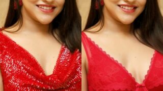 Ishwarya Vullingala red hot bra cleavage