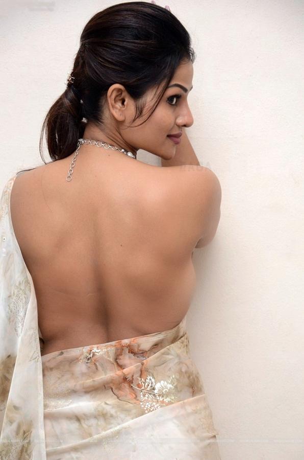 Leesha Eclairs nude ass back pose saree blouse removed