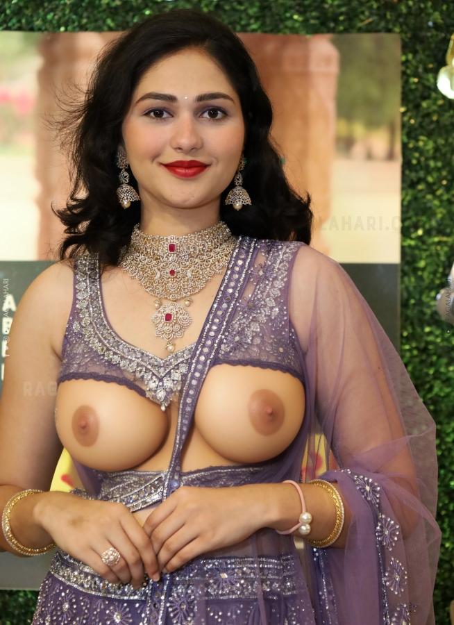 Anusree Reddy sleeveless open blouse nude nipple busty boobs