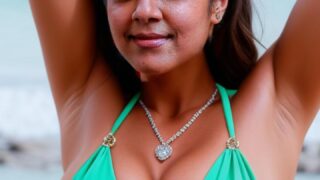 Jyothika shaved armpit beach bikini pose