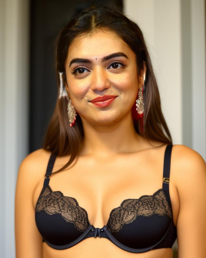 Nazriya Nazim hot black bra