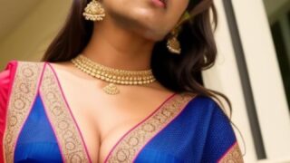 Nithya Menen blue blouse cleavage low neck hot