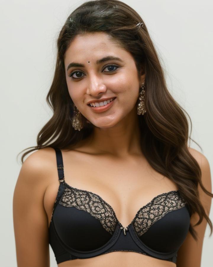Priyanka Arul Mohan hot black bra without dress