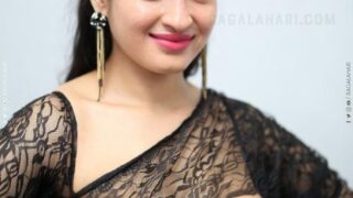 Rathika Rose black transparent saree nude boobs nipple strapless bra removed