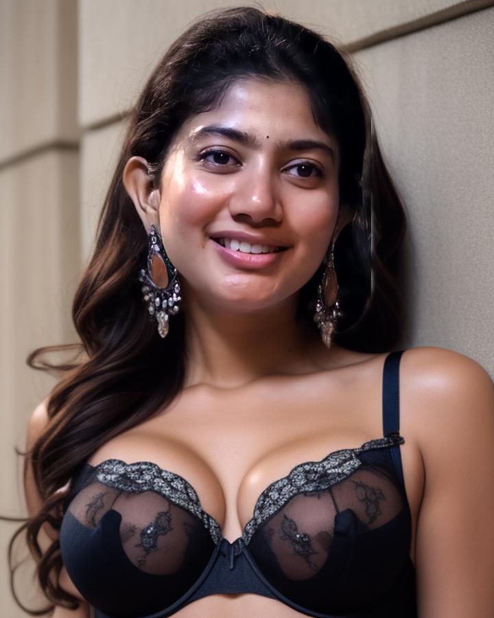 Sai Pallavi black bra cleavage