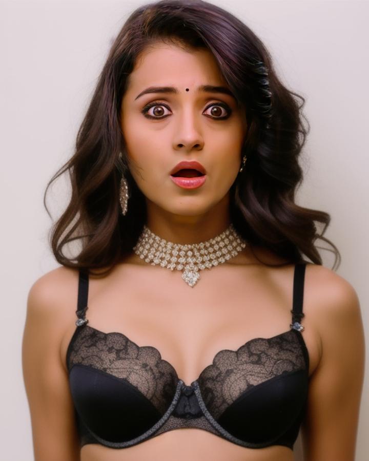 Trisha Krishnan cute bra blouse removed