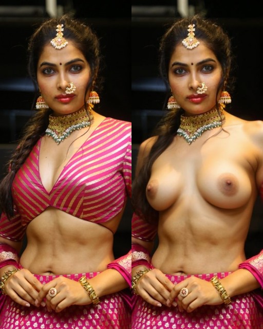 Divi Vadthya topless blouse removed nude gym boobs nipple