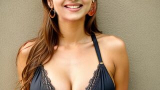 Misha Narang hot cleavage sexy black bra show