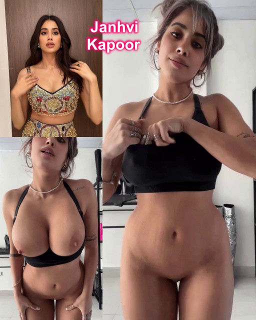 Janhvi Kapoor black bra boobs nipple pressed nude shaved pussy video